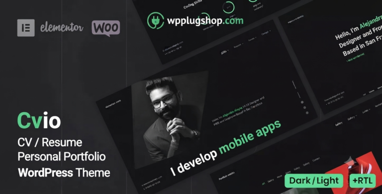 Cvio – Personal Portfolio, Resume & CV WordPress Theme for Elementor