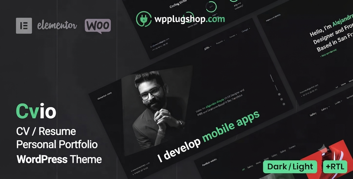 Cvio – Personal Portfolio, Resume & CV WordPress Theme for Elementor