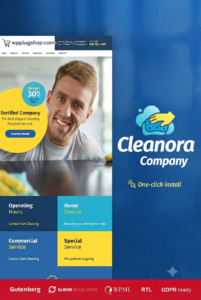 Cleanora Cleaning Services WordPress Theme – Professional Cleaning Company Website Template