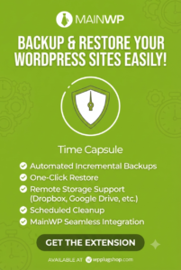 MainWP Time Capsule – Advanced Incremental Backup & Recovery Extension for WordPress