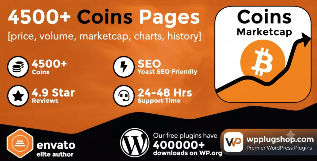 Coins MarketCap WordPress Cryptocurrency Plugin – Live Crypto Prices, Charts & Market Data