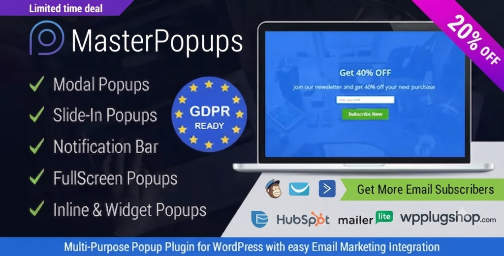 Master Popups – Premium Popup Editor & Email Subscription Plugin for WordPress