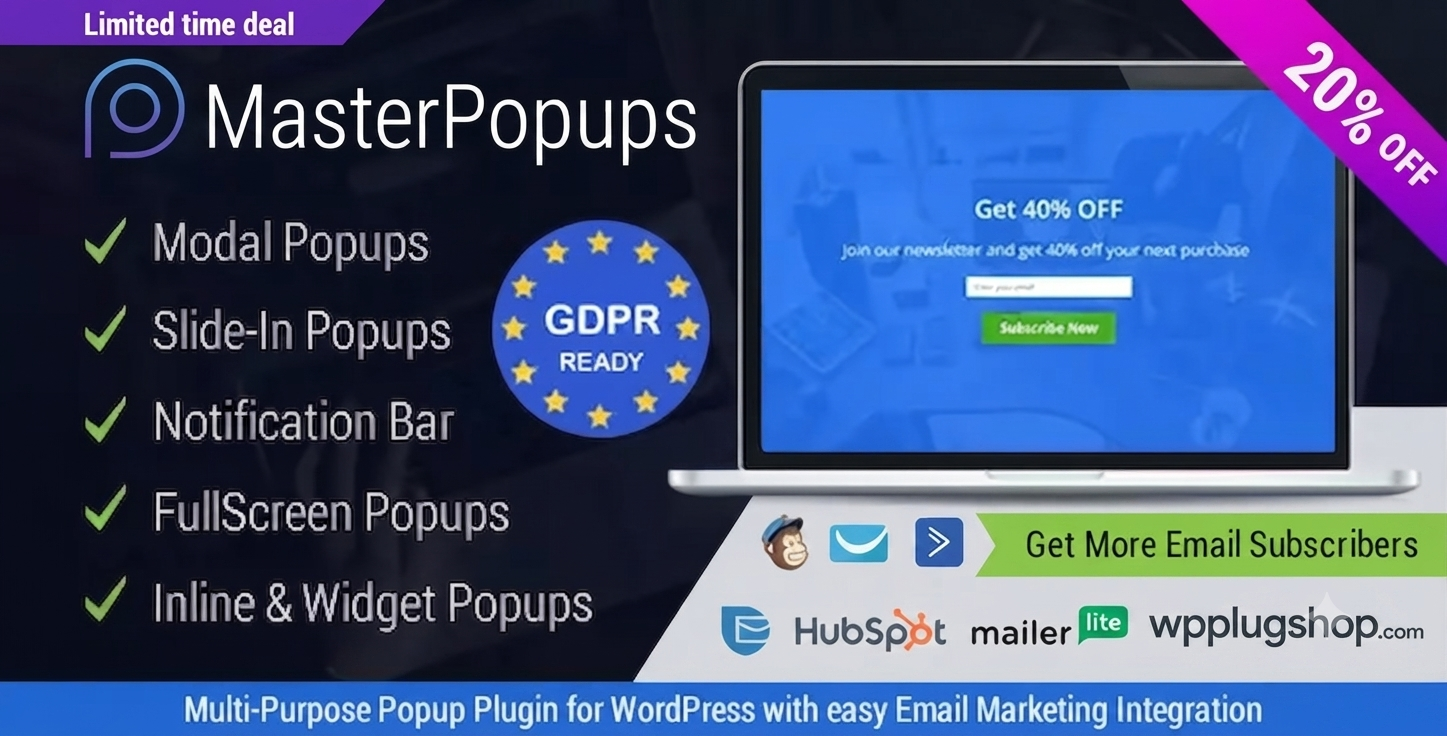 Master Popups – Premium Popup Editor & Email Subscription Plugin for WordPress
