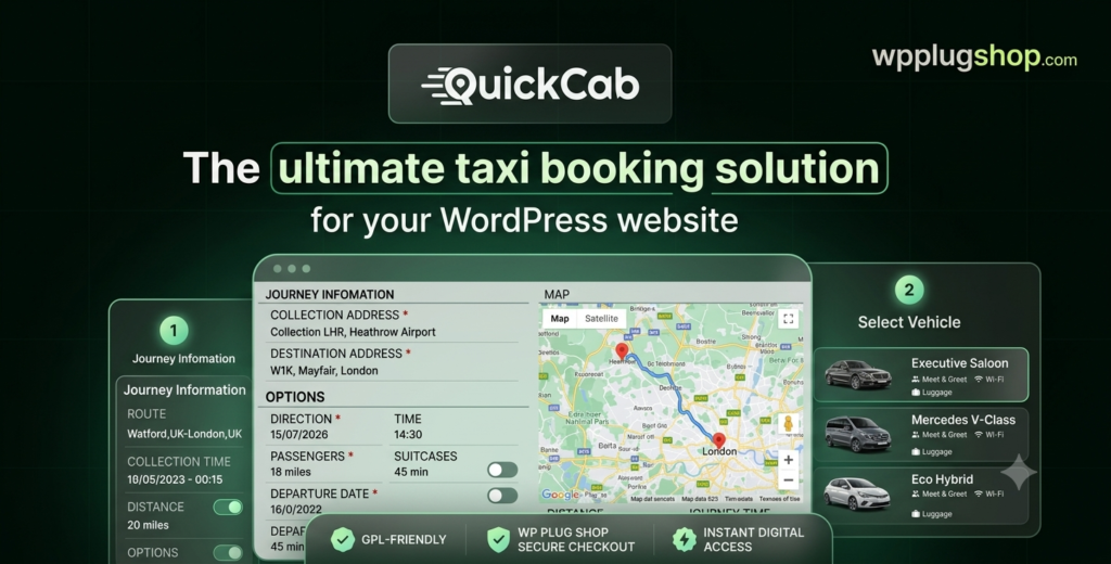 QuickCab – WooCommerce Taxi Booking Plugin for WordPress