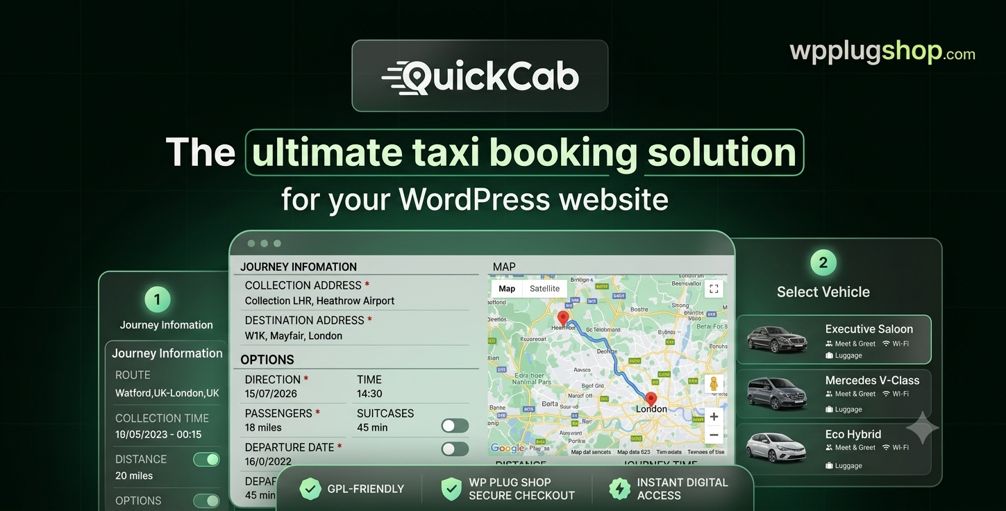 QuickCab – WooCommerce Taxi Booking Plugin for WordPress