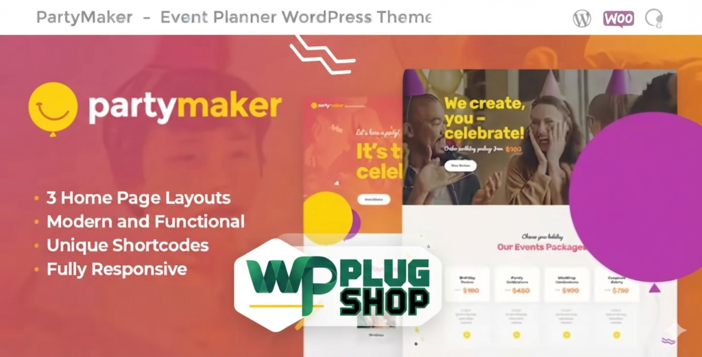 PartyMaker Theme – Event Planner & Wedding Agency WordPress Theme GPL