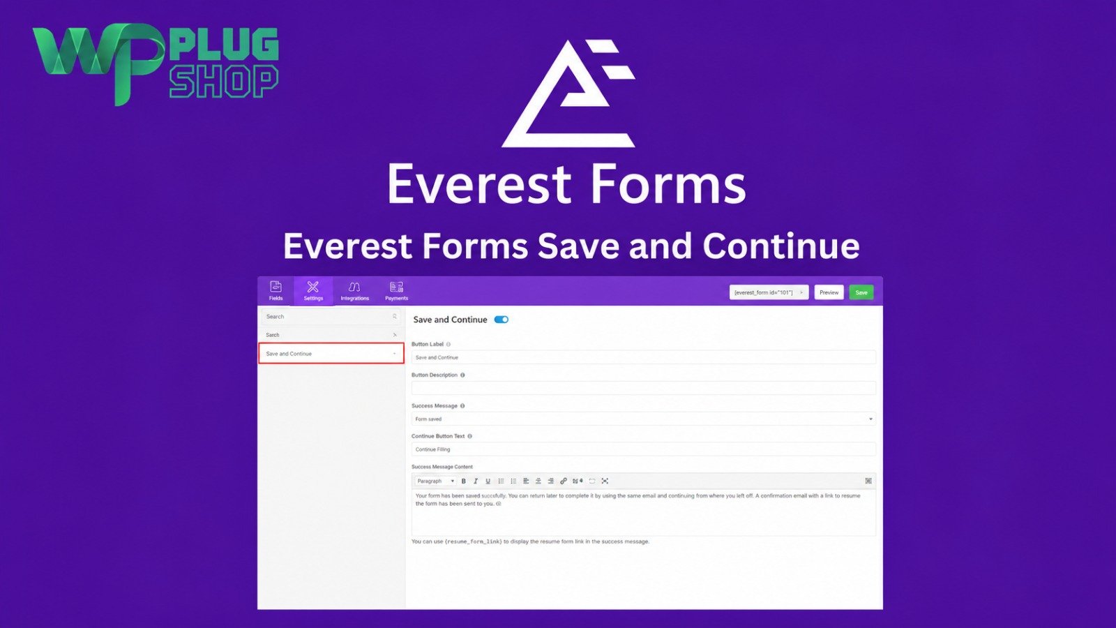 Everest Forms Save and Continue
