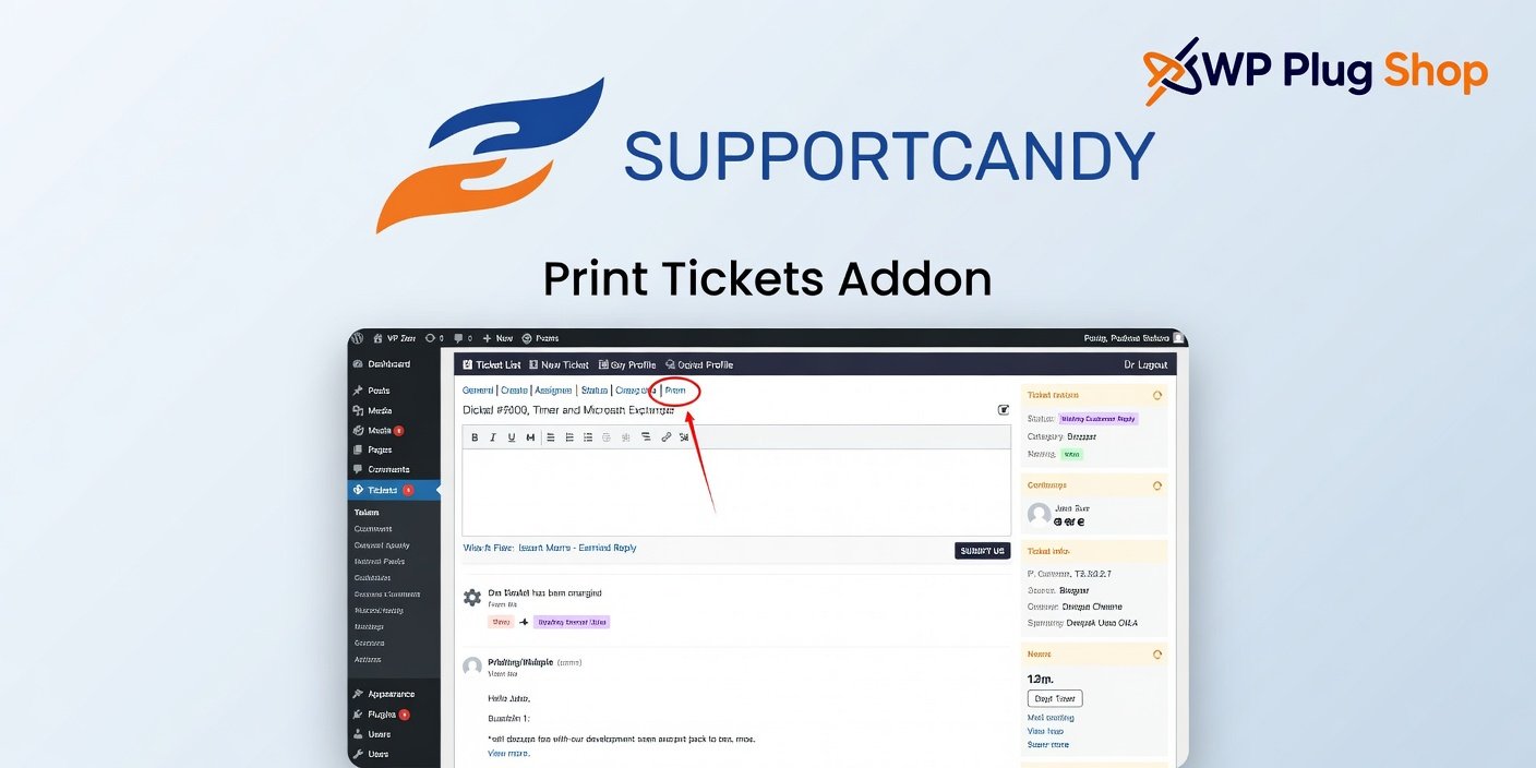 SupportCandy Print Tickets Addon – WordPress Ticket Printing & PDF Export Plugin