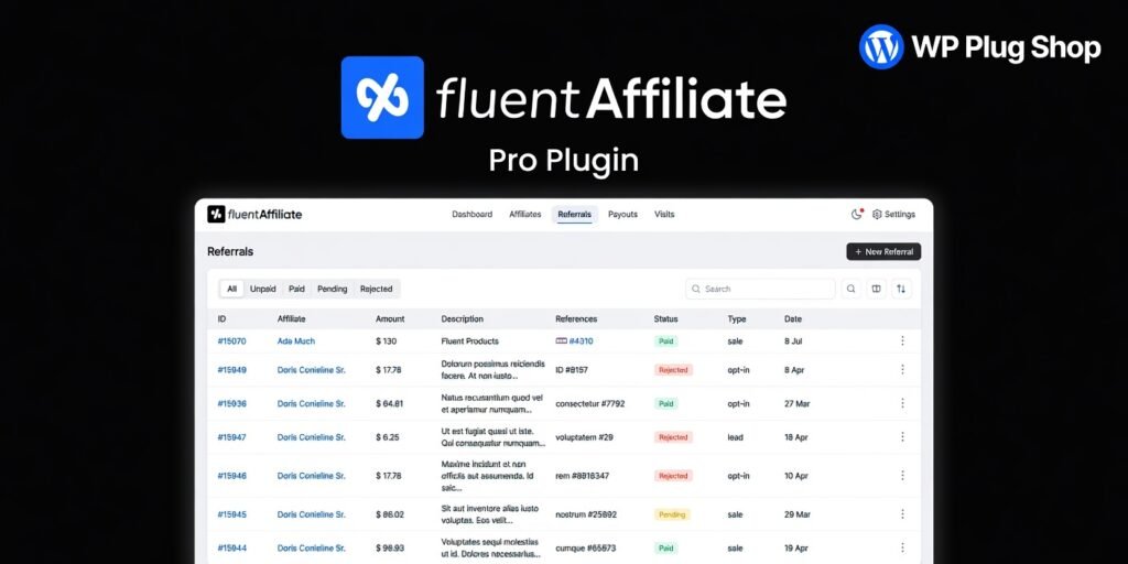 FluentAffiliate Pro – WordPress Affiliate Management & Referral Tracking Plugin