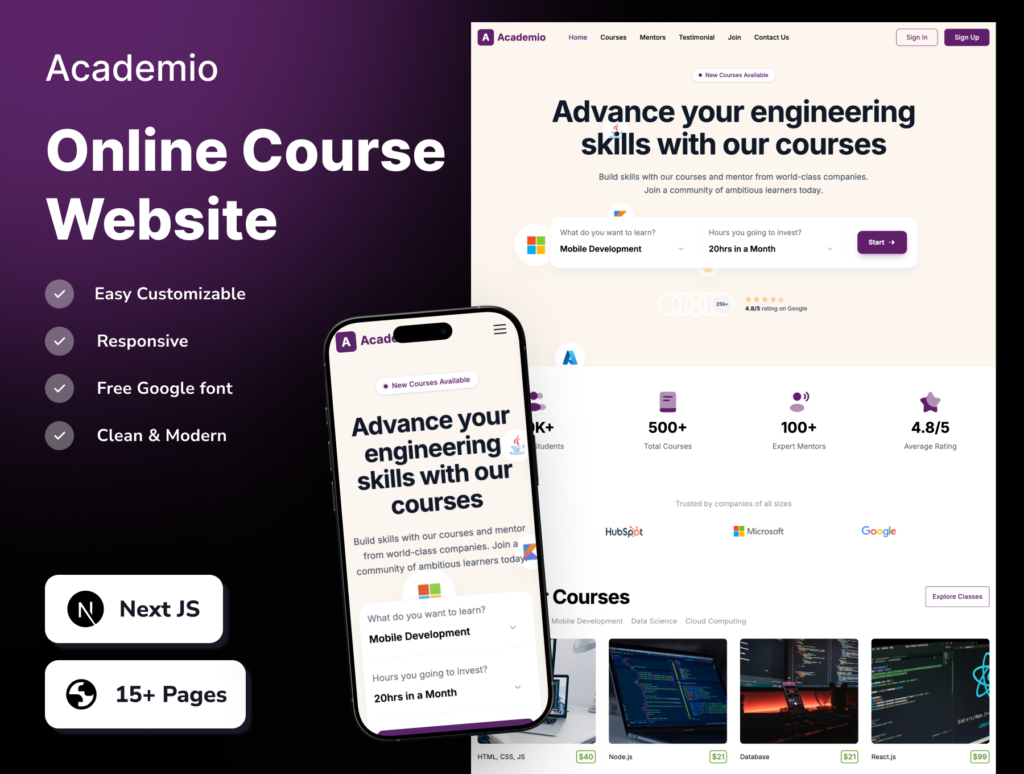 Academio Online Course Website Templates for WordPress