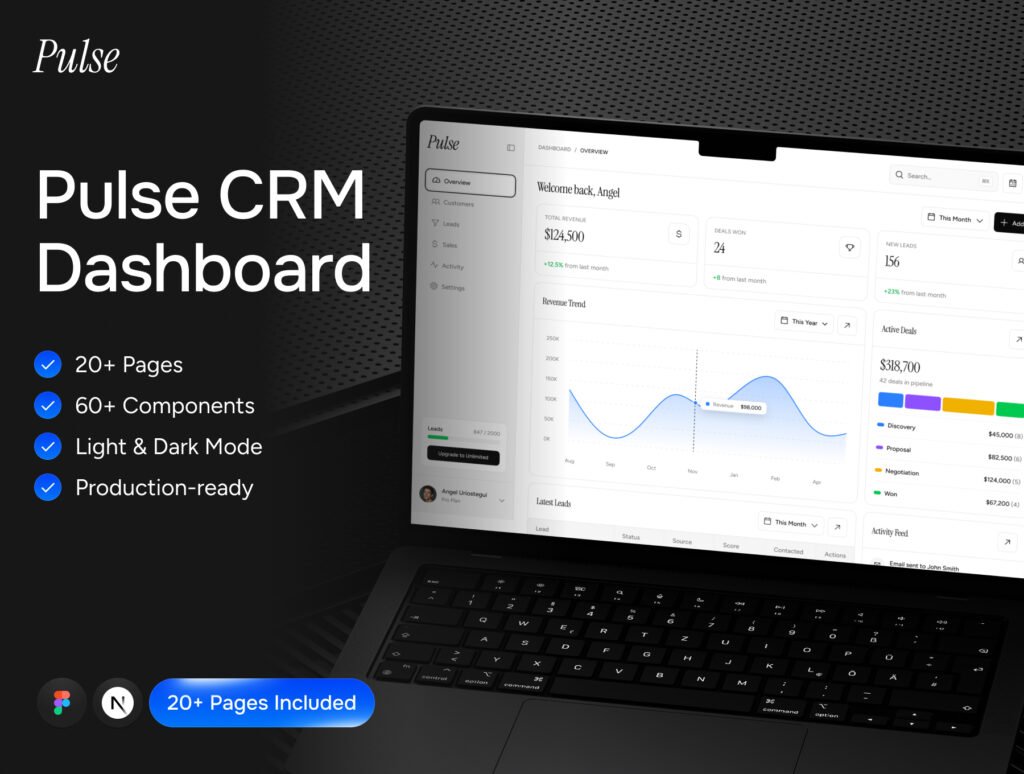 Pulse CRM Dashboard Template for SaaS & WordPress