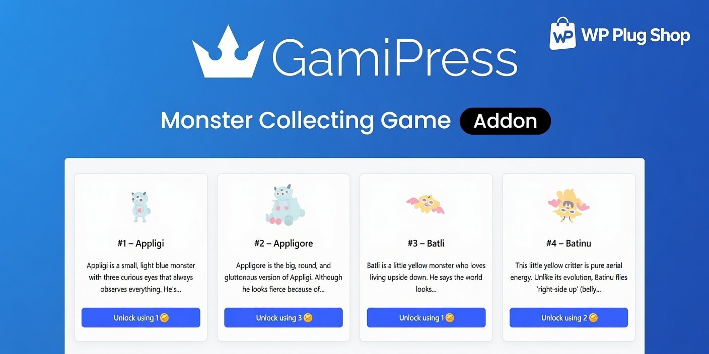 GamiPress Monster Collecting Game – WordPress Gamification Game Addon