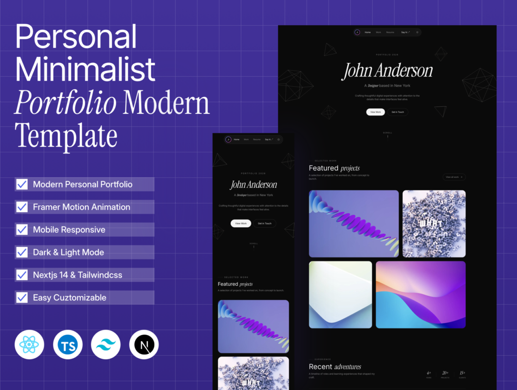 Minimalist Portfolio - Modern Next.js & Framer Motion Template