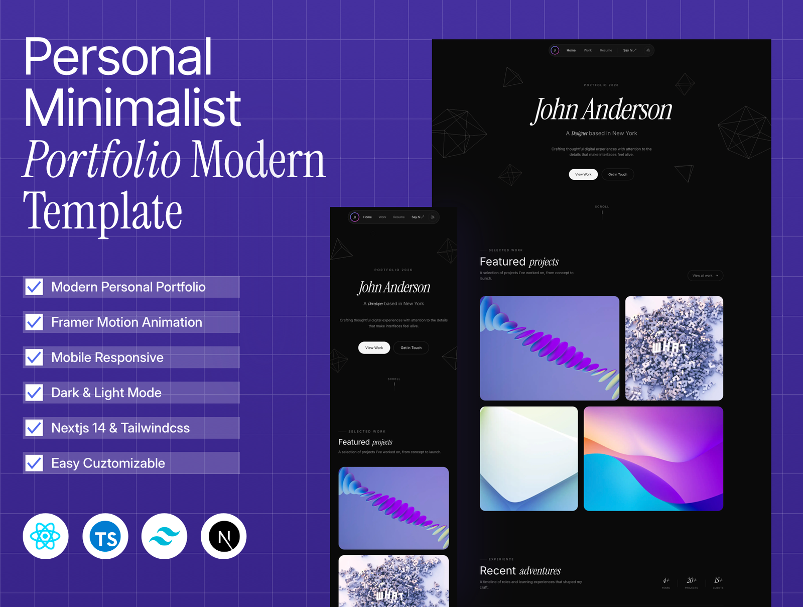 Minimalist Portfolio - Modern Next.js & Framer Motion Template