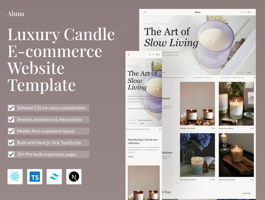 Aluna Luxury Candle E-commerce Website Template