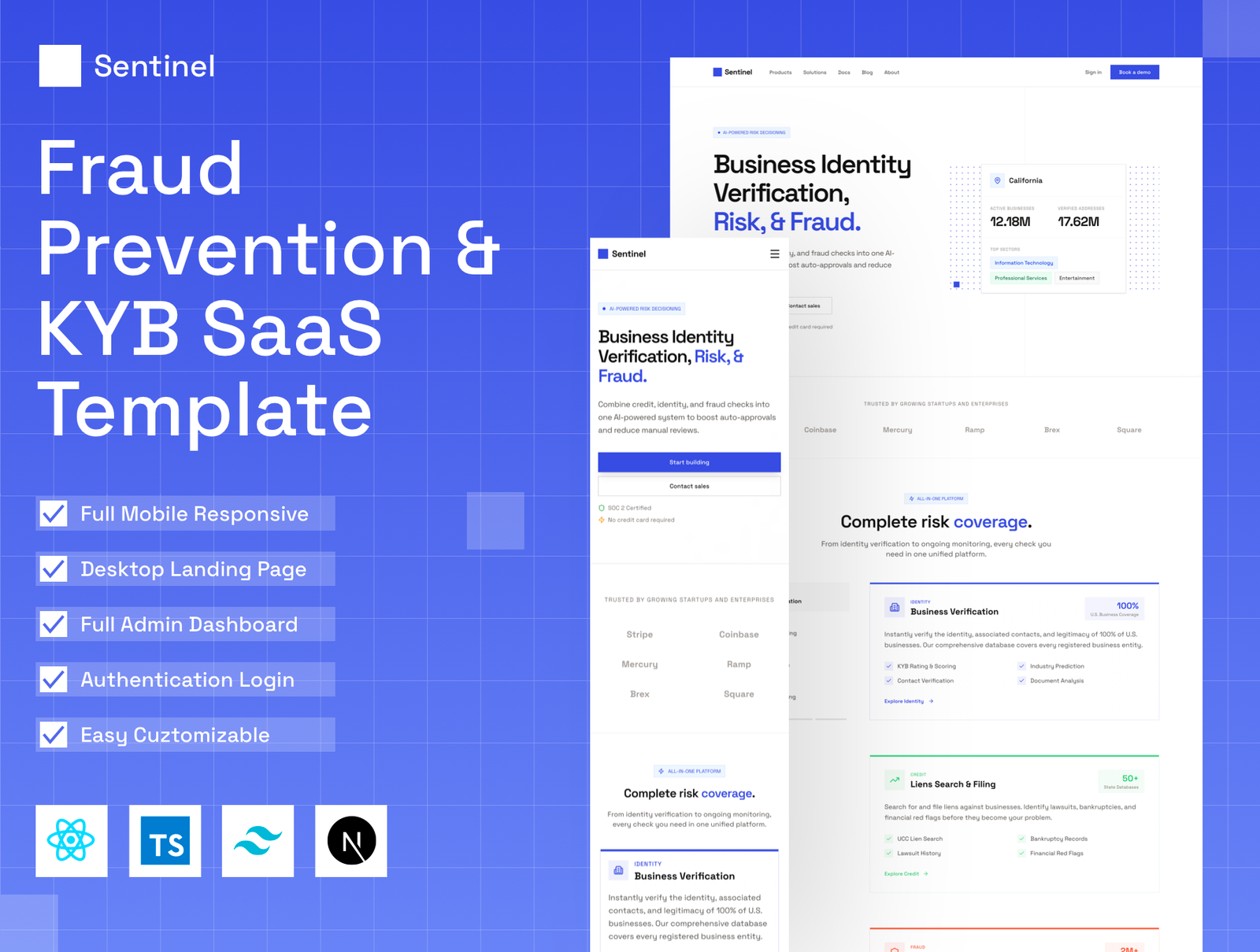 Sentinel Fraud Prevention & KYB SaaS Template