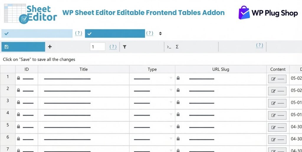 WP Sheet Editor Editable Frontend Tables Addon 2.4.45 – Frontend Spreadsheet Editor for WordPress