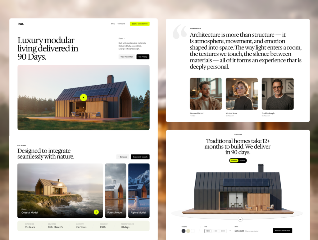 Hut – Modular Home Website Template for Framer