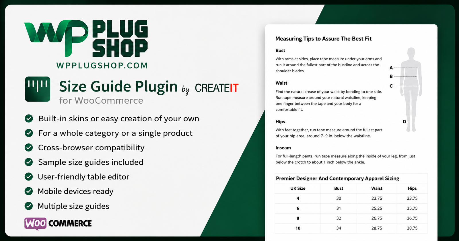 WooCommerce Product Size Guide – Size Chart & Measurement Plugin