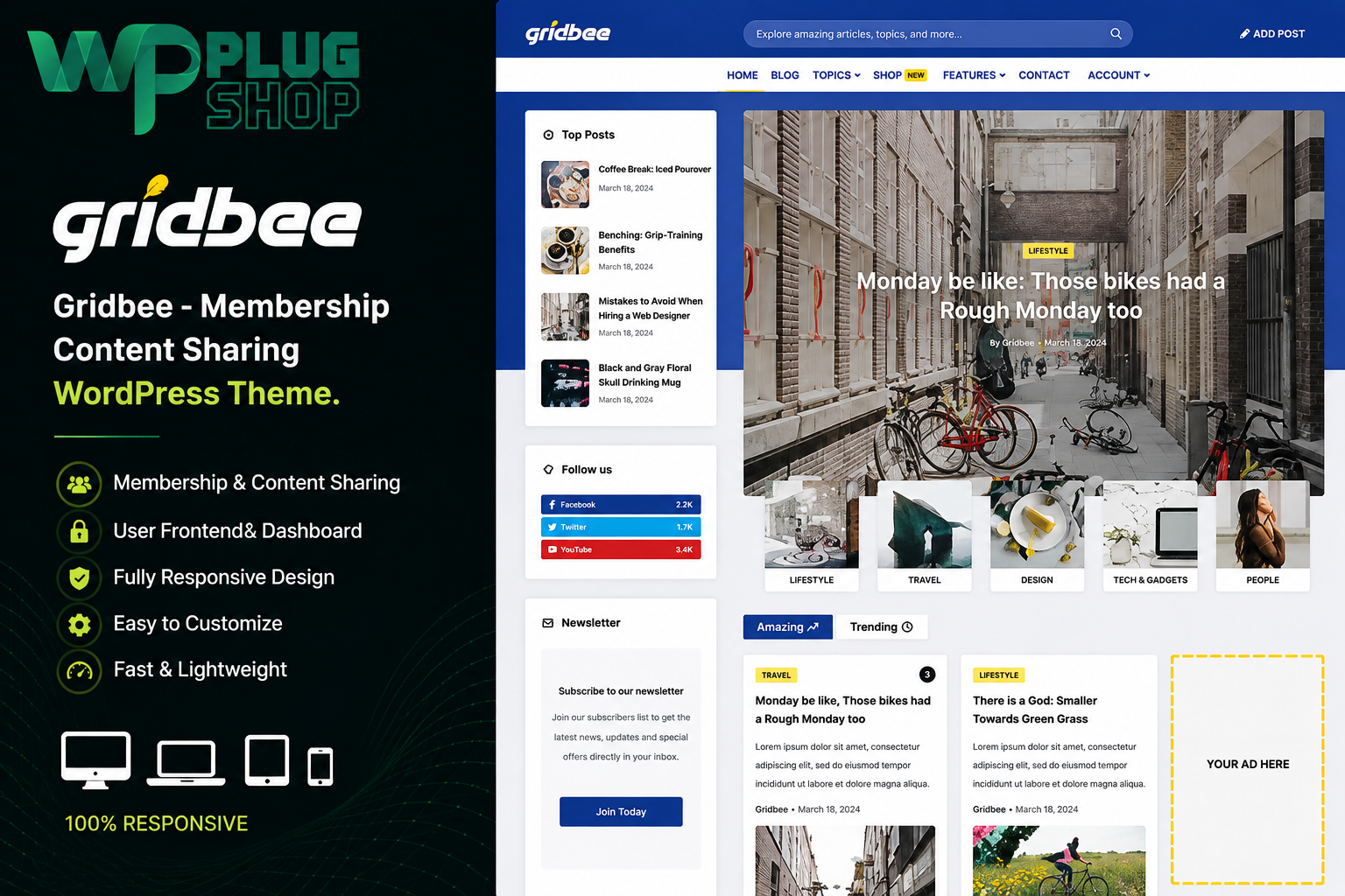 Gridbee Content Sharing WordPress Theme – User-Generated Content