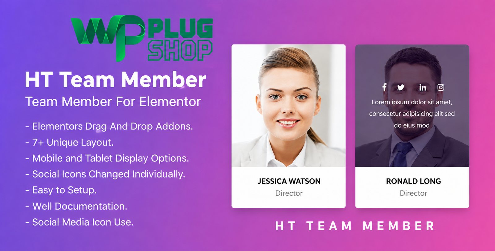 HT Team Member For Elementor – WordPress Team Showcase Plugin