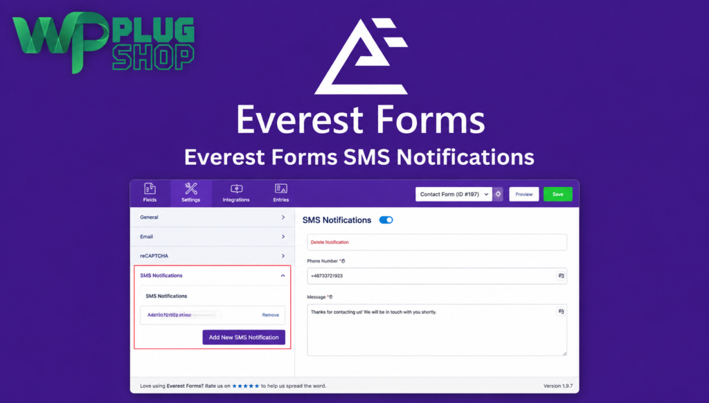 Everest Forms SMS Notifications – WordPress SMS Alert Addon
