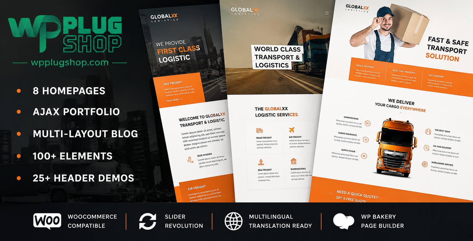 Globax – Logistics WordPress Theme + WooCommerce