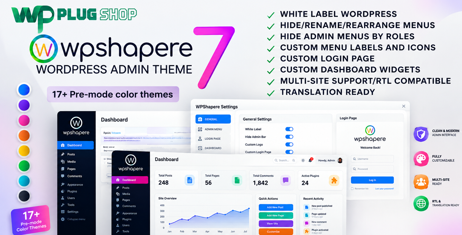 WPShapere – WordPress Admin Theme & White Label Dashboard Customization Plugin