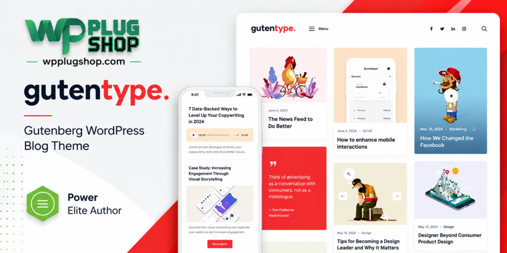 Gutentype – Gutenberg WordPress Blog Theme with Elementor Support