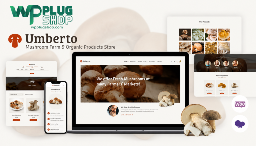 Umberto Theme – Mushroom Farm & Organic Products Store WooCommerce WordPress Theme