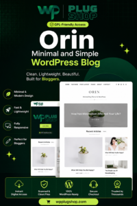 Orin – Minimal Blog WordPress Theme for Bloggers & Content Creators | GPL-Friendly Digital Access