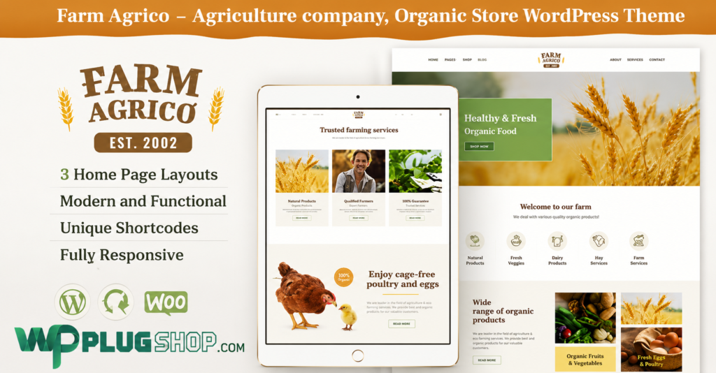 Farm Agrico - Agriculture & Organic Food WooCommerce WordPress Theme
