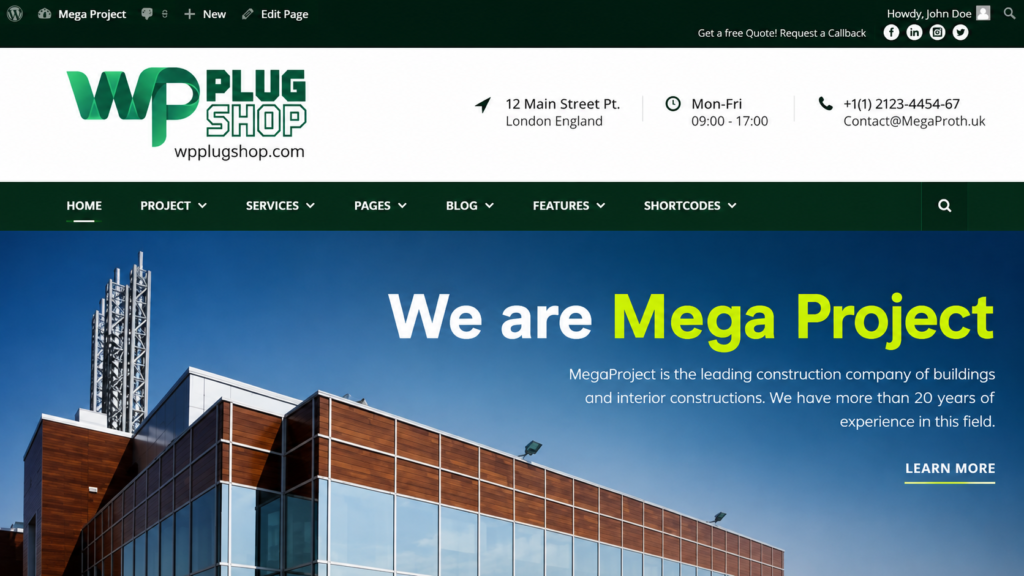 Mega Project – Construction & Building WordPress Theme