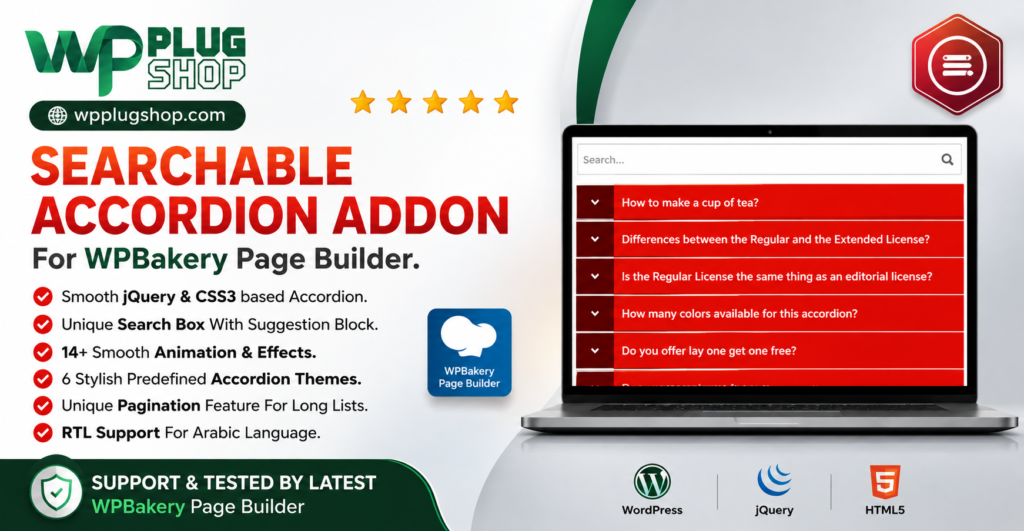 Ultimate Searchable Accordion – WPBakery Searchable FAQ Addon