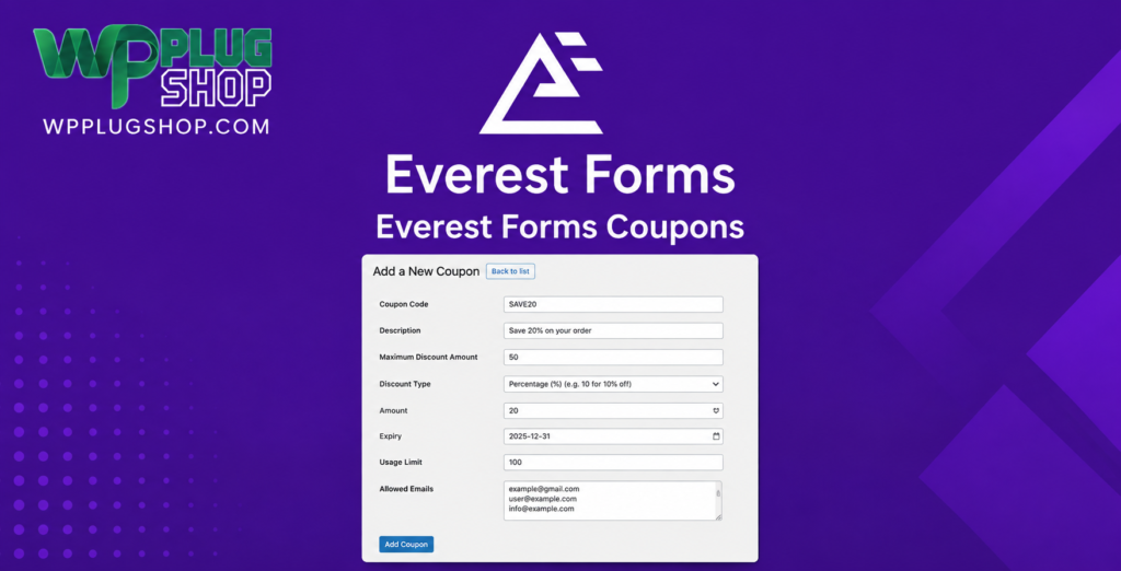 Everest Forms Coupons