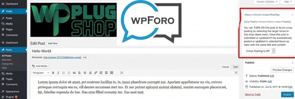 wpForo Blog Cross Posting – WordPress Blog to Forum Integration