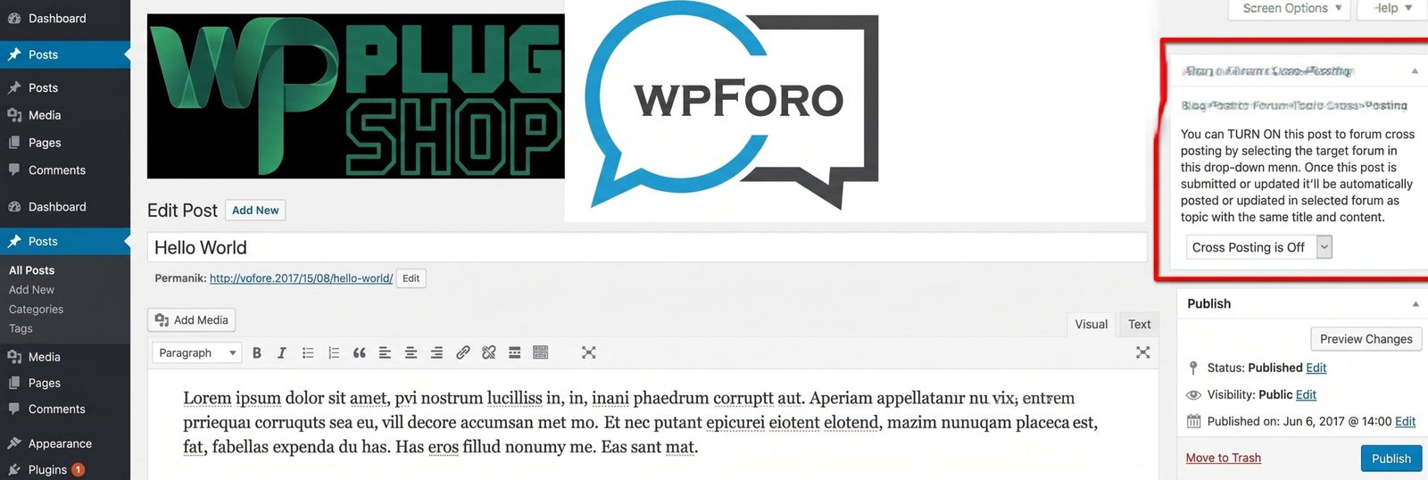 wpForo Blog Cross Posting – WordPress Blog to Forum Integration