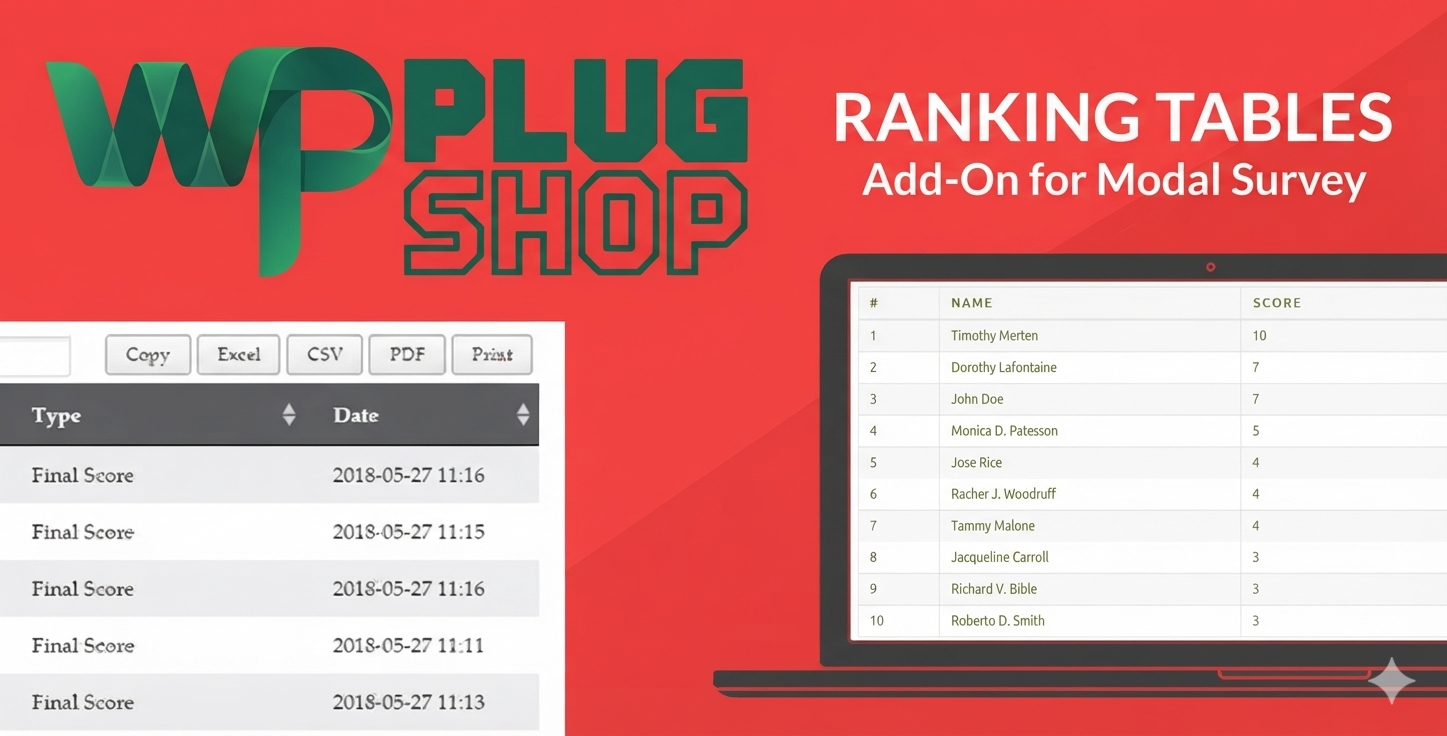 Ranking Tables – Modal Survey Quiz Ranking & Leaderboard Add-on