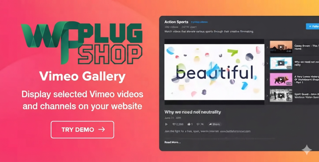 Vimeo Gallery WordPress Plugin – Professional Vimeo Video Showcase Tool