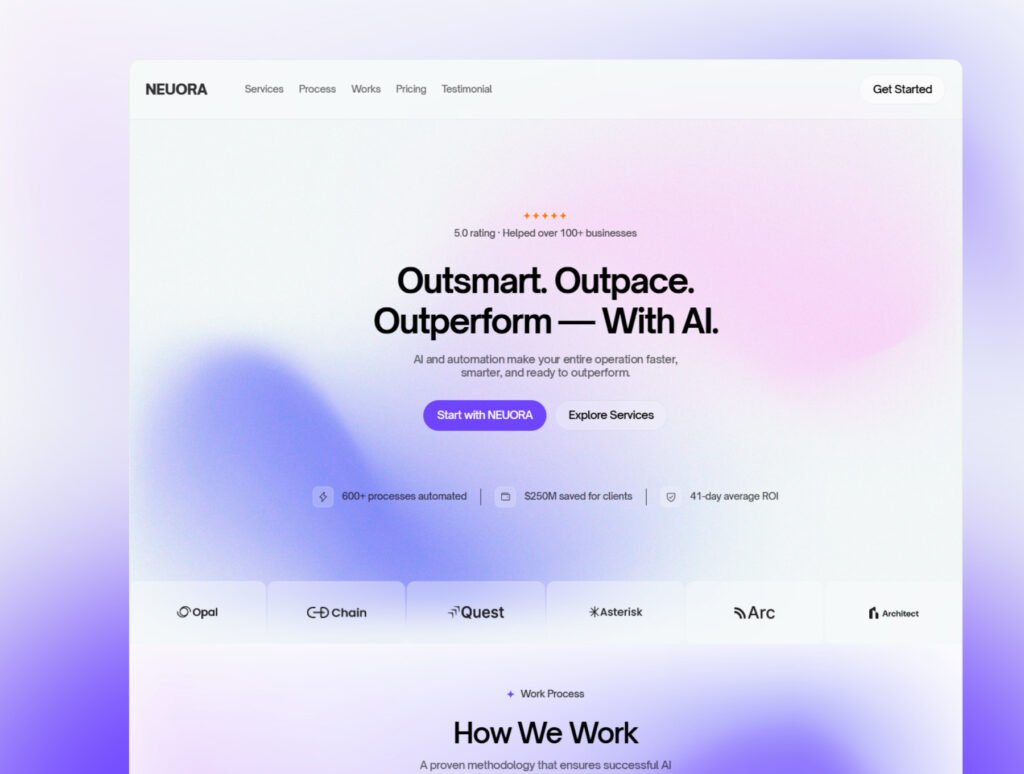 Neuora - Futuristic AI Agency & Automation Framer Website Template