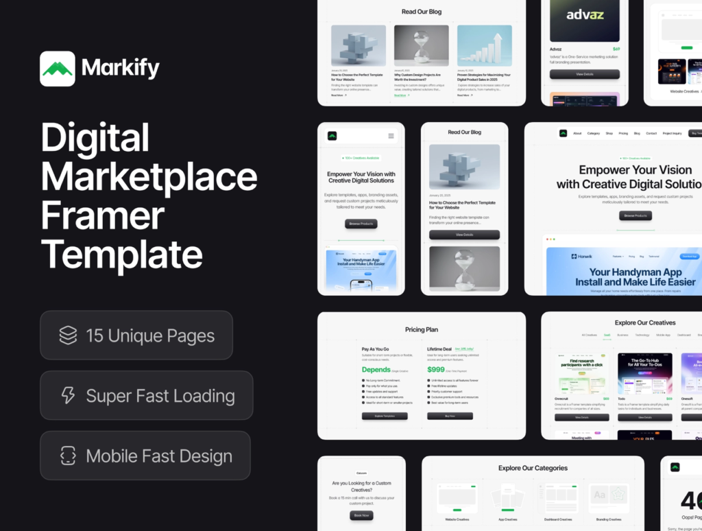 Markify – Digital Marketplace Framer Template