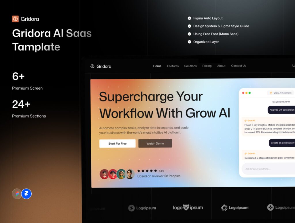 Gridora – AI SaaS Website Template