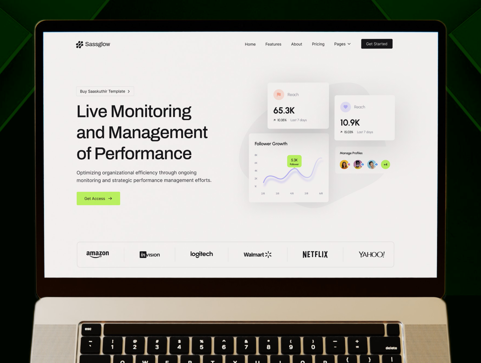 SassGlow – Framer SaaS Website Template