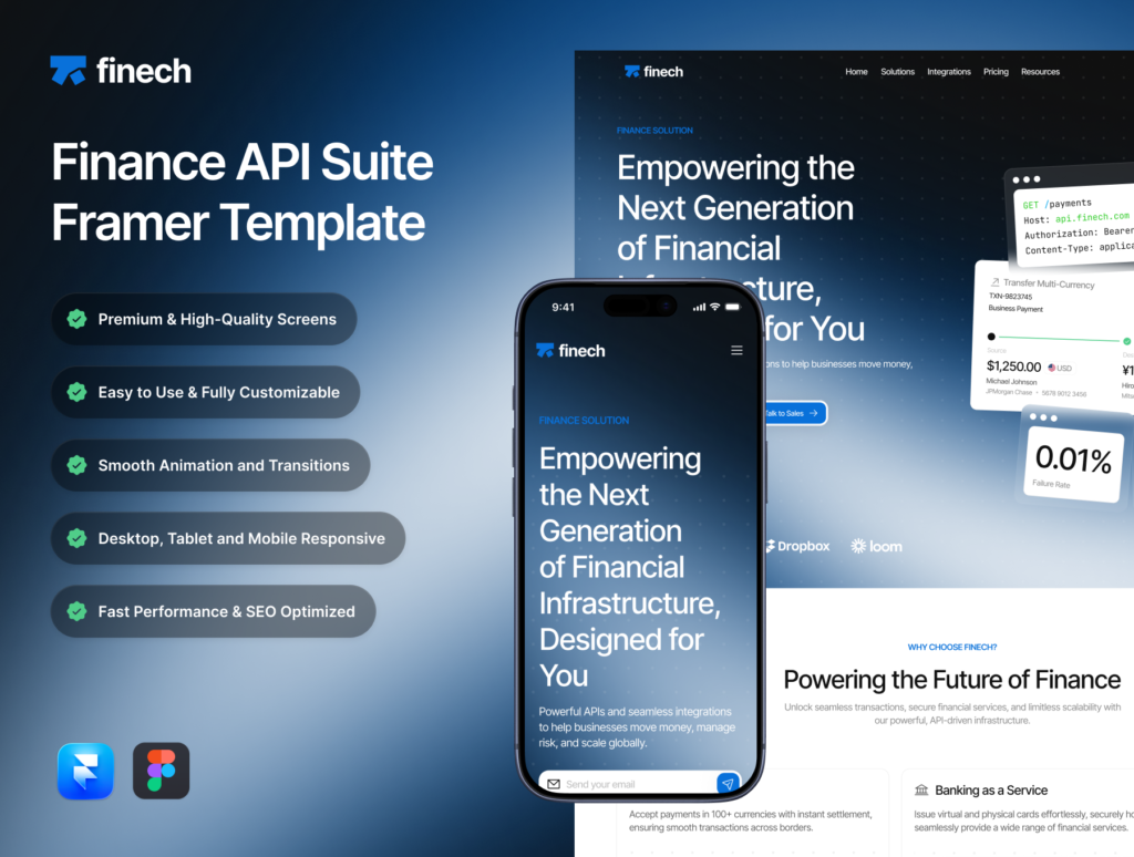 Finech – Finance & SaaS Framer Website Template
