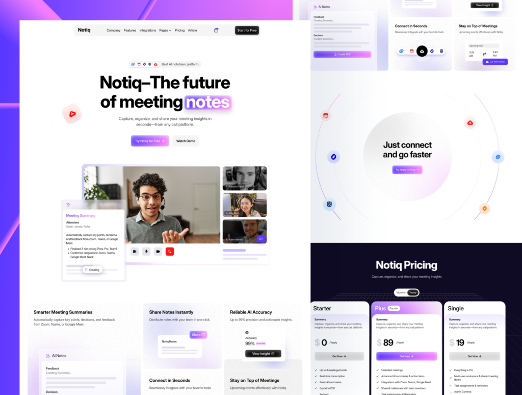 Notiq - SaaS & Software Website Webflow Template