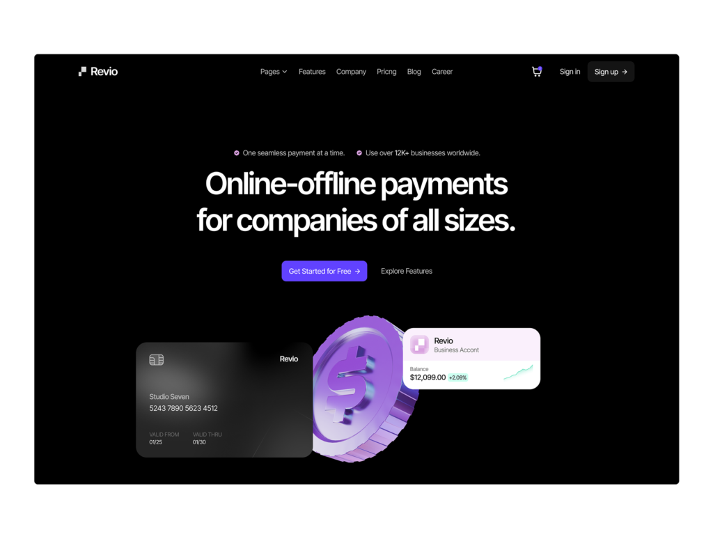 Revio – Fintech SaaS Figma Template