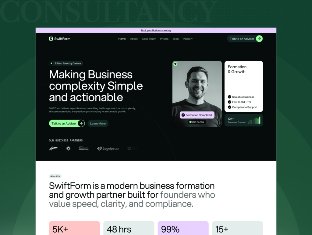 Swiftform – Premium Business Consulting Webflow Template
