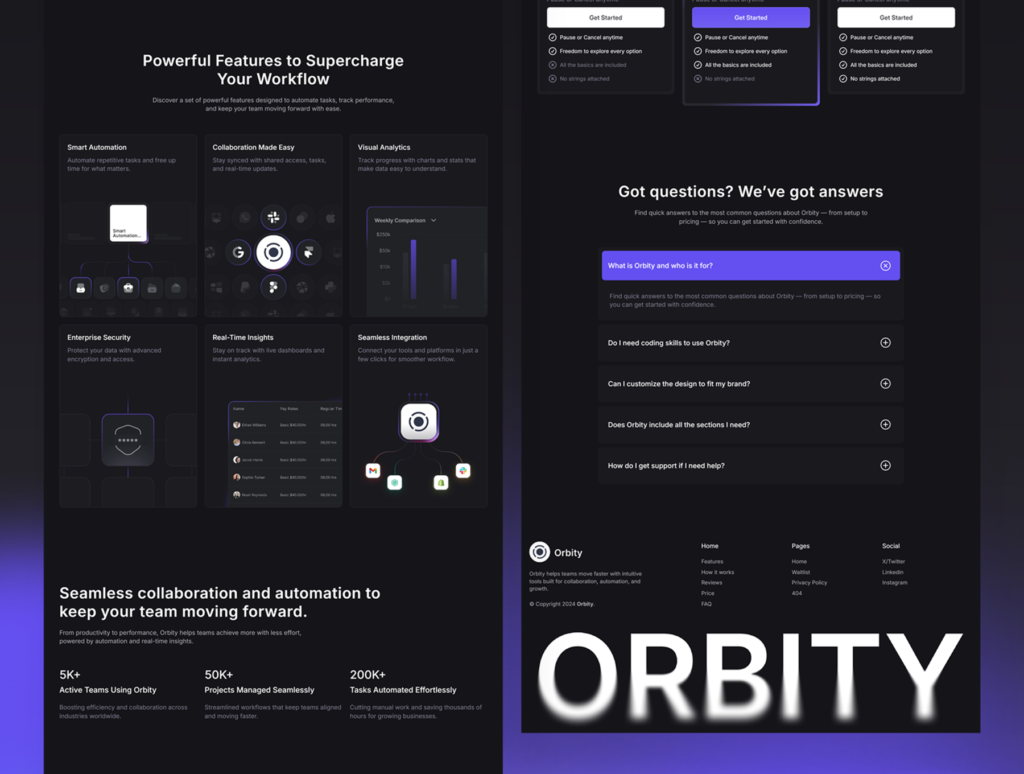Orbity – Modern SaaS Framer Template