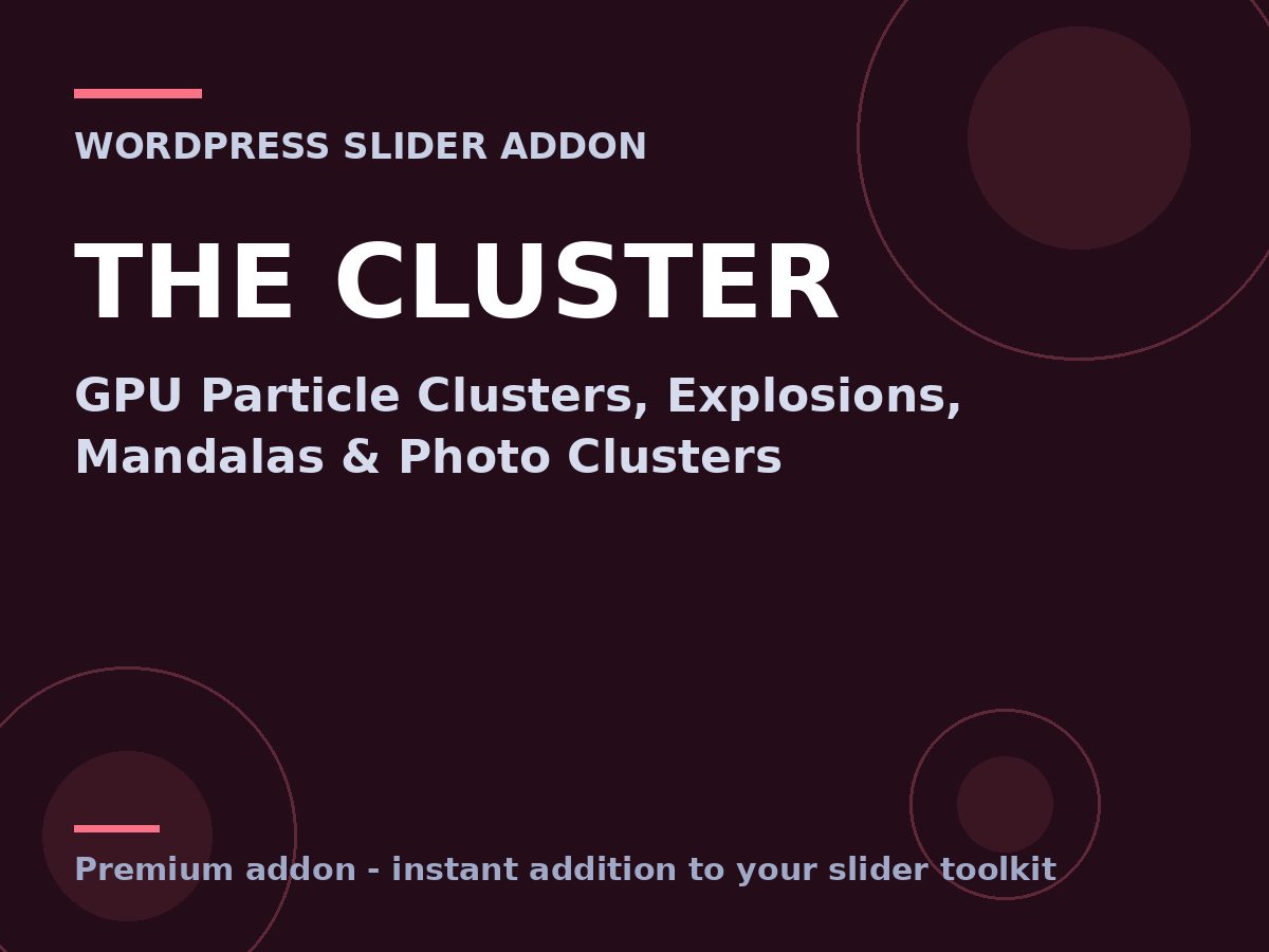 Revolution Slider – The Cluster Addon – GPU Particle Clusters, Explosions, Mandalas & Photo Clusters